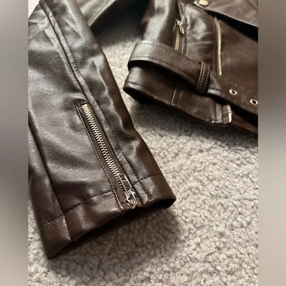Fashion Nova Brown Faux Leather Jacket - Picture 4 of 6